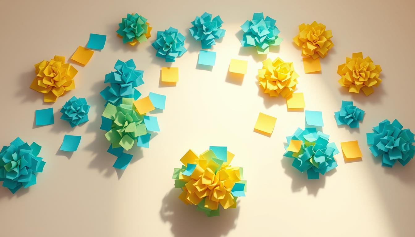 digital sticky note clusters for brainstorming